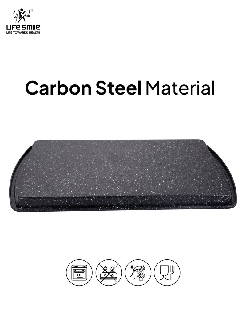 Life Smile Non-Stick Carbon Steel Cookie Pan with Granite Coating – Oven Safe Baking Tray - Image 4